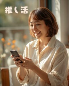 スマホで推し活を楽しむ女性